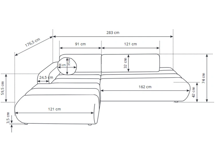 Ecksofa L-Form mit Schlaffunktion und Bettkasten Lisso Rechts Cremefarben