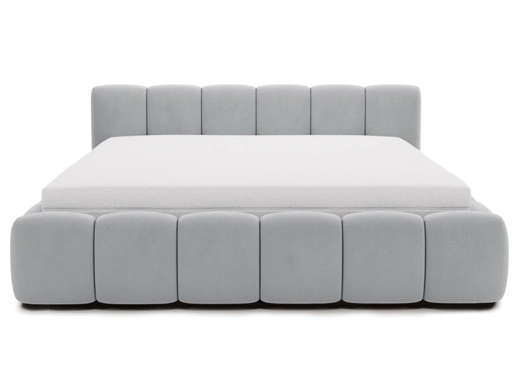 Polsterbett ohne Bettkasten mit Lattenrost 160x200 Cloud Low aus Samtstoff Grau