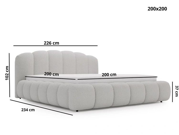 Polsterbett mit Stauraum und Lattenrost 200x200 Cloud Soft Braun