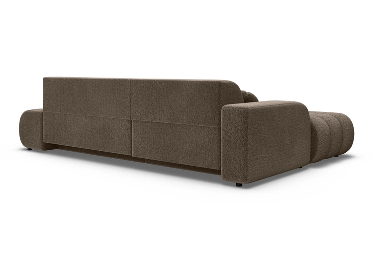 Ecksofa L-Form mit Schlaffunktion und Bettkasten Lisso Links Braun