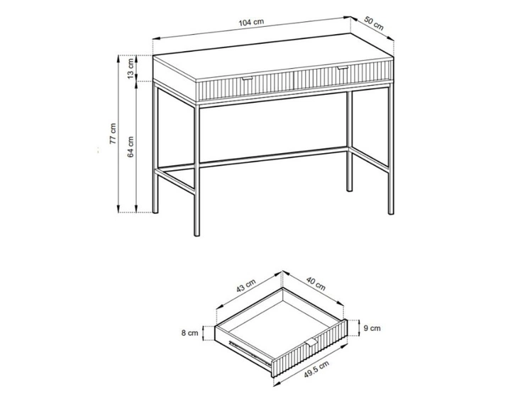 Schminktisch mit Schubladen Amber Grün, Schwarz Frame