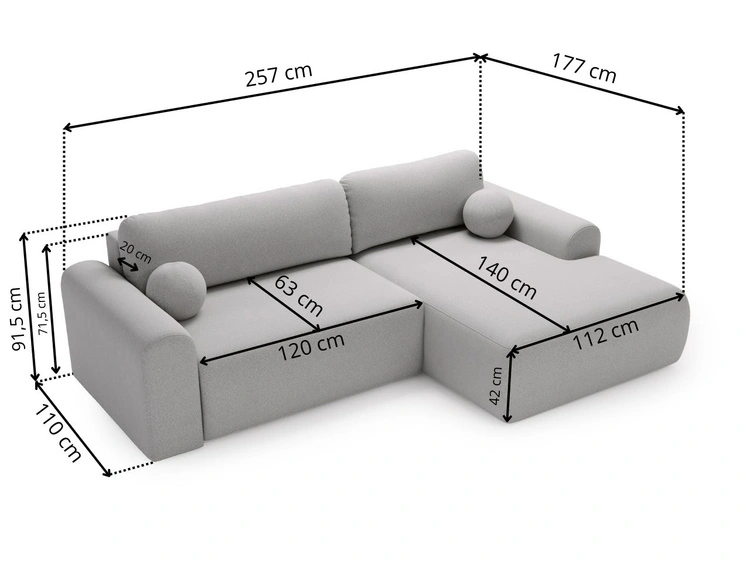 Ecksofa L-Form mit Schlaffunktion und Bettkasten Savana Links Dunkelbeige