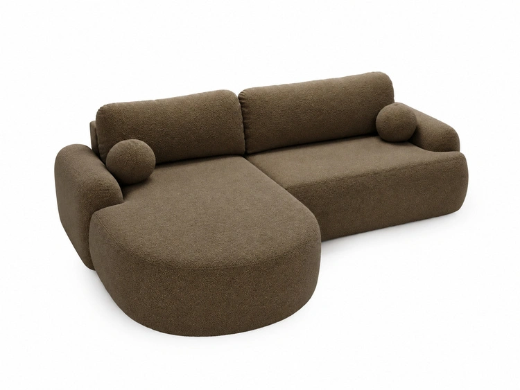 Ecksofa L-Form Links mit Schlaffunktion und Bettkasten Aurio Braun
