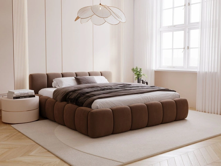 Polsterbett ohne Bettkasten mit Lattenrost 120x200 Cloud Low aus Samtstoff Braun